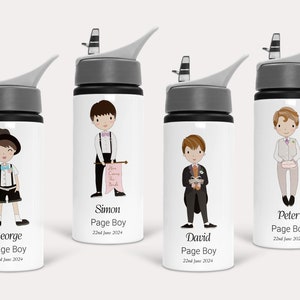Personalised Page Boy Water Bottle, Page Boy Wedding Favours, Page Boy Wedding Gift Bag, Page Boy Gifts, Usher, Best Man, Ring Bearer Gifts