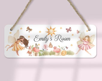 Personalised Fairy Themed Door Sign Kids Bedroom Sign Nursery Kids Room Name plate  Birthday Gift Hanging Plaque Name Sign Door Hanger