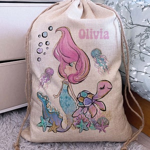Personalised Toy Bag - Toy Sack - Dressing Up Bag - Toy Storage - Nursery Storage  Toy Box  Custom Toy Bag - Personalised Toy Sack Mermaid