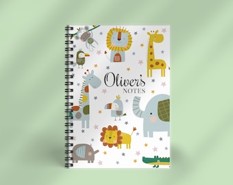 Personalised Kids Safari Animals Notebook: A5 Journal