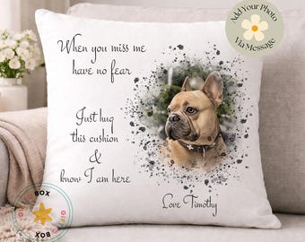Personalised Pet Memorial Cushion, Custom Photo Dog Remembrance Keepsake, Watercolour Portrait Sympathy Gift