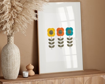 Mid Century Modern Blumen Print: Retro Wandkunst