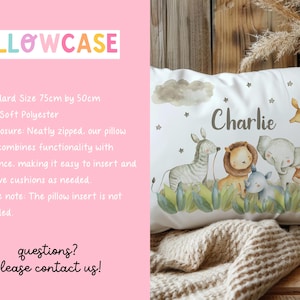 Personalised Kids Woodland Animals Pillow Case, Custom Print, Kids Bedroom Decor image 3