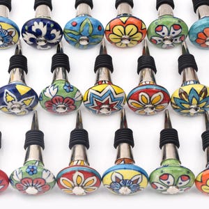 Wine Bottle Stopper Multicolored Glass: Unique Round Cork cheerful Bar Decor(Set of 1 Knob)