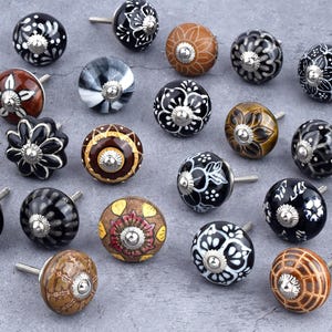 Hand-Painted Ceramic Flower Knob: Unique Furniture Drawer Pull