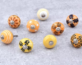 Hand-Painted Ceramic Round Knobs, Assorted Furniture Hardware(Set of 1 Knob)