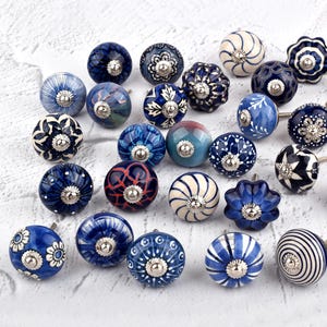 Assorted Blue and White Mixed Ceramic Knobs Kitchen Cabinet Drawer Knobs Cupboard Knobs Drawer Knobs Hardware Knobs Drawer Pulls