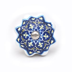 Blue design with white base Ceramic Cabinet Knobs | Furniture Door Ceramic Knobs | Ceramic Knob|
