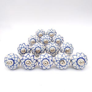 Blue White Flat Ceramic Knobs Kitchen Cabinet Drawer Knobs Hardware Knobs Drawer Pulls Cabinet Knobs Door Knobs, Beautiful Home Décor Knobs!