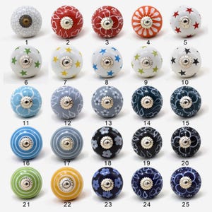 Select Any Cabinet Ceramic Knobs | Colorful Designs | Drawer Closet Dresser Wardrobe Furniture Door KITCHEN knobs | Nuts & Bolts Included