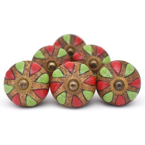 Bouton en céramique : quincaillerie pour armoire ronde brune peinte à la main (Ensemble de 1 bouton)