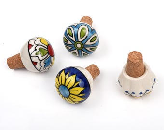 Wine Bottle Stopper Multicolored Glass: Unique Round Cork cheerful Bar Decor(Set of 1 Stopper)