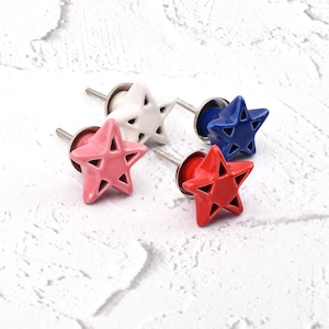 Star Drawer Knob Ceramic Yellow Blue Kids Room Decor Furniture Handle(Set of 1 Knob)
