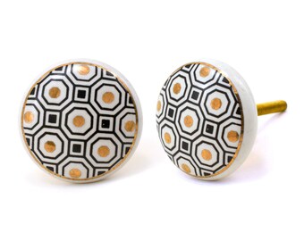 ポジティブカラーのモザイクセラミックノブ ヴィンテージワードローブハンドル 引き出しノブ キャビネットプルハンドル！(ノブ1個セット)