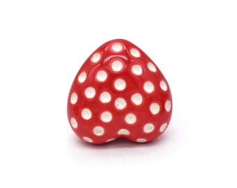 Knop rood keramisch hart: knop voor kinderkamerlade (set van 1 knop)