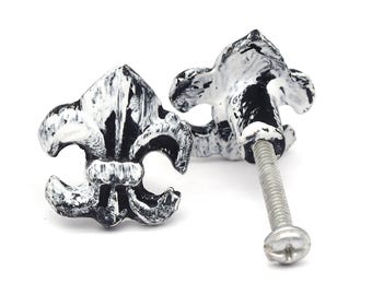 Flower Knob Silver Cast Iron: Decorative Cabinet Drawer Pull(Set of 1 Knob)