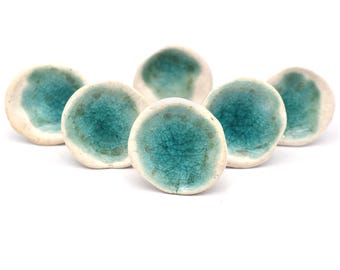 Keramische deurknoppen wit blauw taupe: handgeschilderde kastkruk met crackle bloem (set van 1 knop)