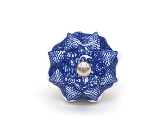 Ceramic Knob Blue Flower Pumpkin: Home Decor Handle(Set of 1 Knob)