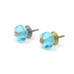 Fluted Pumpkin Shape Light Blue Glass Cabinet Knobs (Set of 1 Knob)