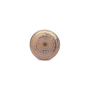 Handcrafted Metallic Gold Mandala Ceramic Knob - Unique Grey and Gold Scalloped Geometric Cabinet Pull (Set of 1 Knob)
