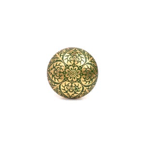 Handcrafted Sage Green and Gold Floral Brass Knob - Elegant Botanical Decorative Cabinet Pull for Dresser Drawers (Set of 1 Knob)