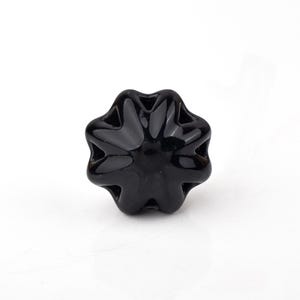 Glossy Black Star Shaped Ceramic Knob - 8-Point Star Decorative Drawer Pull for Gothic Cabinets, Modern Dressers (Set of 1 Knob)