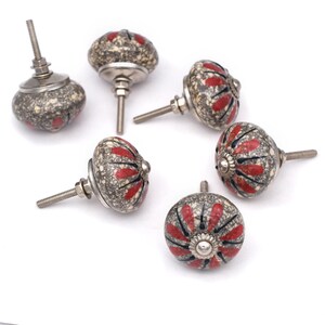 Elegant furniture knob Red with gold ceramic knob furniture handle, Furniture Door Ceramic Knobs, Ceramic Knob, Unique Design Cabinet Knobs
