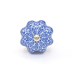 Pomo de cerámica blanca para tocador: Tirador de cajón con forma de melón turquesa (juego de 1 pomo)