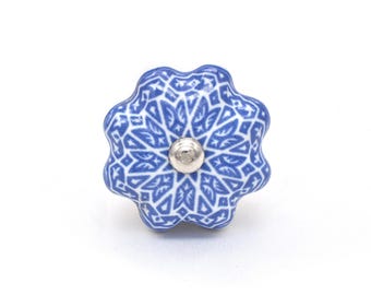 White ceramic dresser knob: Turquoise Melon Shape Drawer Pull(Set of 1 Knob)