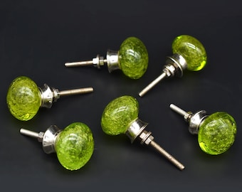 Glass knob Parrot Green: Cabinet Hardware for Drawers(Set of 1 Knob)