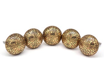 Messing knop goud bloemen geometrische kast lade pull marmeren handvat (set van 1 knop)