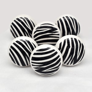 Hand Painted Ceramic Knob: Gold, Black & White - 4cm Diameter