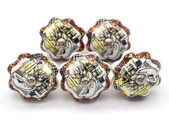 Handmade Ceramic Furniture Knobs. Ideal for Drawer, Dresser, Cabinet, Wardrobe, Cupboard and almirah, renovation accent(Set of 1 Knob)