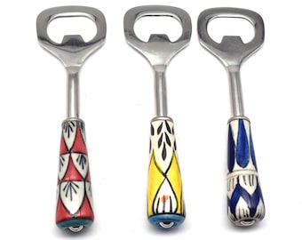 Floral Ceramic Bottle Opener: Mix Color Barware Gift(Set of 1 Knob)
