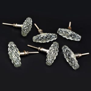 Perilla de gabinete de vidrio con base de hierro: tirador estilo cristal facetado (juego de 1 perilla)