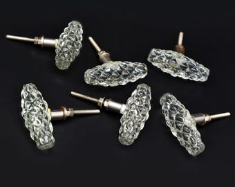 Glass Cabinet Knob Iron Base: Faceted Crystal Style Pull(Set of 1 Knob)