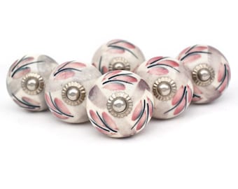 Pomello per mobile in ceramica dipinto a mano, ferramenta per mobili Boho (set da 1 pomello)