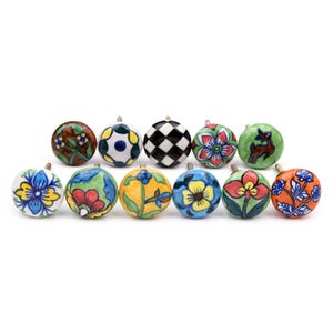 Vibrant Floral, Geometric, and Animal Patterned Cabinet Pulls for Colorful Dresser Drawers (Set of 1 Knob)