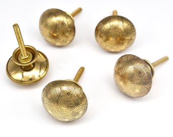 Solid Brass Flower Knob, Gold Cabinet Drawer Pull, 4cm(Set of 1 Knob)