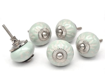 Gegraveerde knopset lichtgroen keramiek 1,5" ladeknop (set van 1 knop)