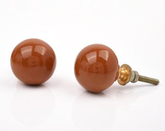 Maniglia sferica in ceramica color terracotta, tinta unita (set da 1 pomello)