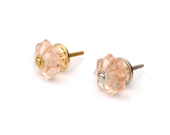 Fluted Starburst Pink Glass Cabinet Knobs (Set of 1 Knob)