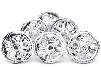 White Cast Iron Cabinet Knob, Wheel Shape (4cm)(Set of 1 Knob)