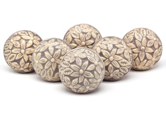 Knop keukenkast: crème keramische bloem, decoratieve kledingkasthandgreep, boho ladeknop (set van 1 knop)