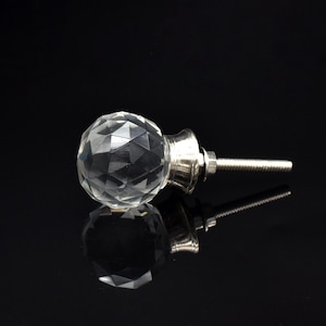 Art Deco Crystal Cabinet Knob: Transparent Glass Drawer Pull