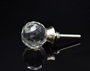 Art Deco Crystal Cabinet Knob: Transparent Glass Drawer Pull(Set of 1 Knob)