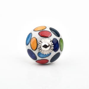 Handmade Multicolor Ceramic Cabinet Knob: Upcycled Round Drawer Pull