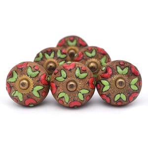 Perillas de cerámica exquisitamente pintadas a mano / Tiradores vibrantes para cajones / Manijas elegantes para gabinetes de cocina (Juego de 1 perilla)