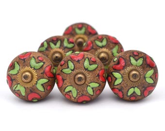 Prachtig handgeschilderde keramische knoppen / Levendige ladegrepen / Stijlvolle kastgrepen voor je keuken! (set van 1 knop)