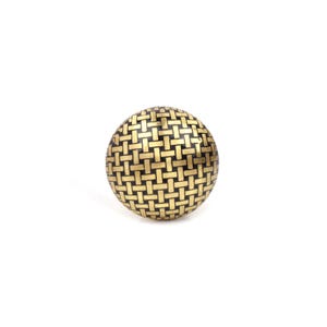 Handcrafted Woven Lattice Brass Knob - Antique Gold Textured Drawer Pull for Dresser Cabinets (Set of 1 Knob)